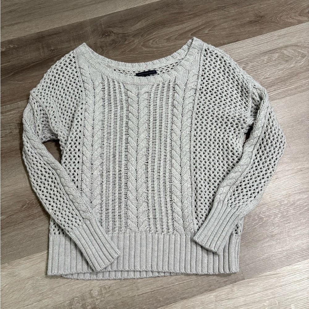 American Eagle Outfitters Light Gray Knit Sweater